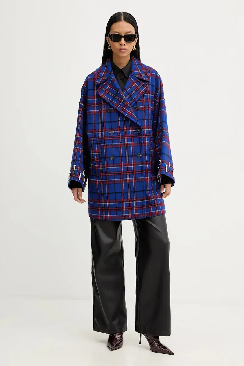 cappotto con lana Blu navy miniatura 2