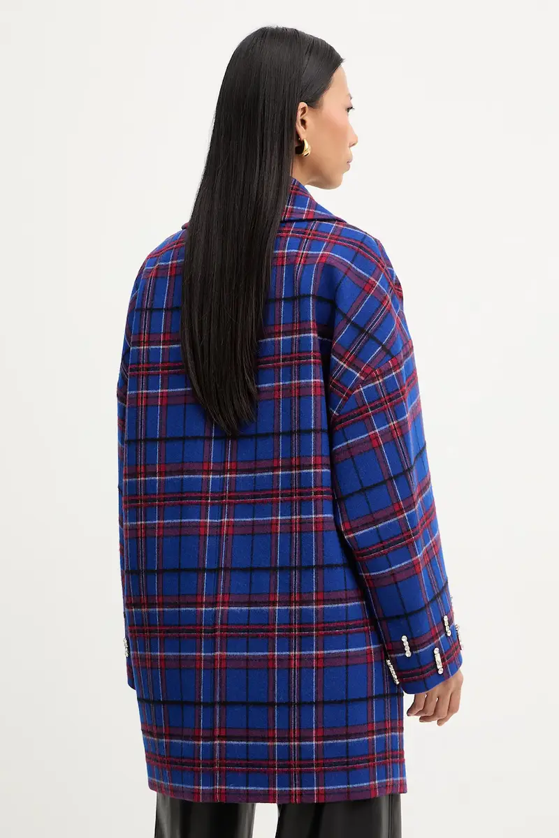 cappotto con lana Blu navy miniatura 3