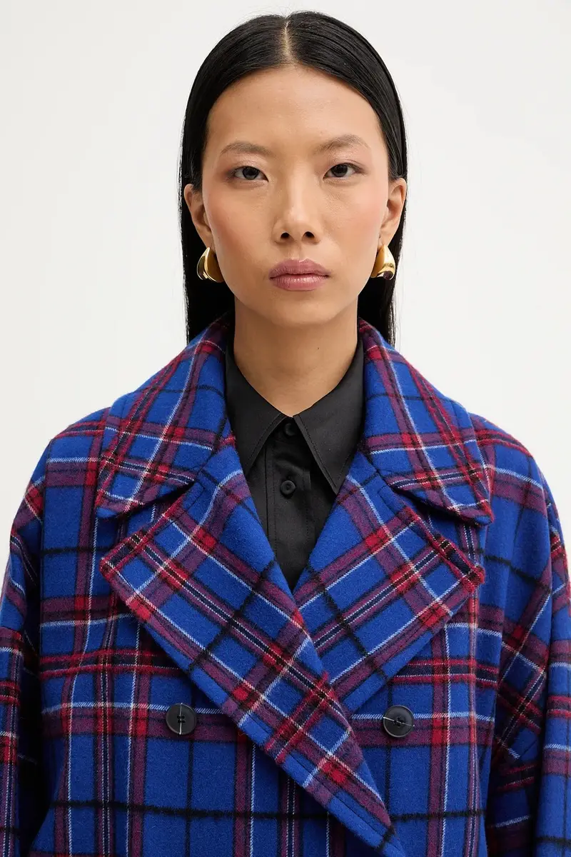 cappotto con lana Blu navy miniatura 4