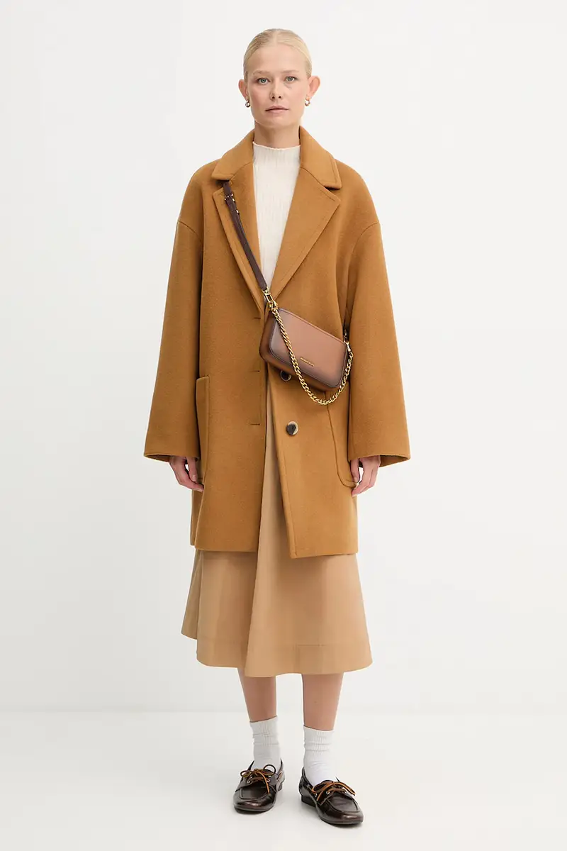 cappotto con lana colore marrone 2526016023200 miniatura 2