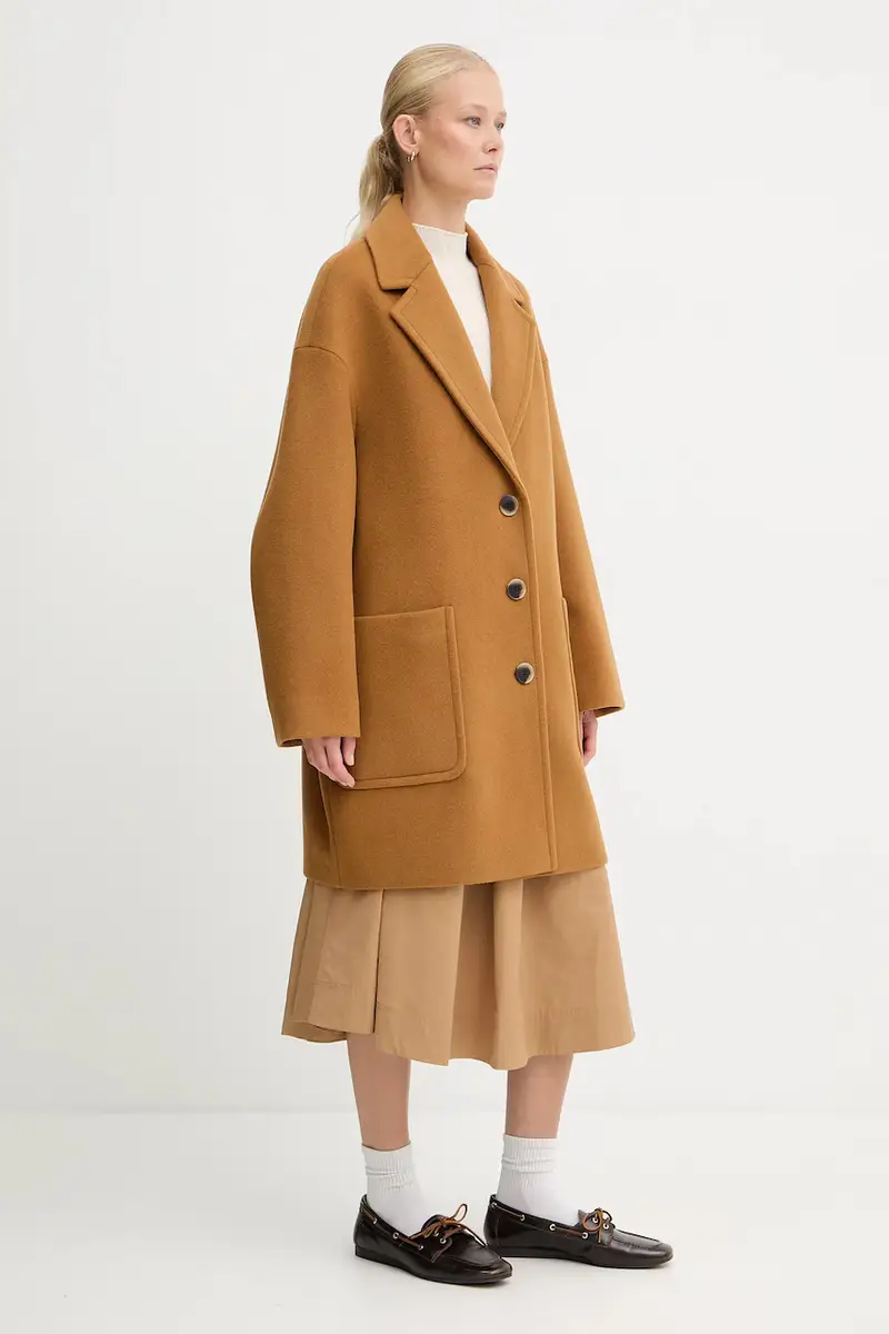 cappotto con lana colore marrone 2526016023200 miniatura 4