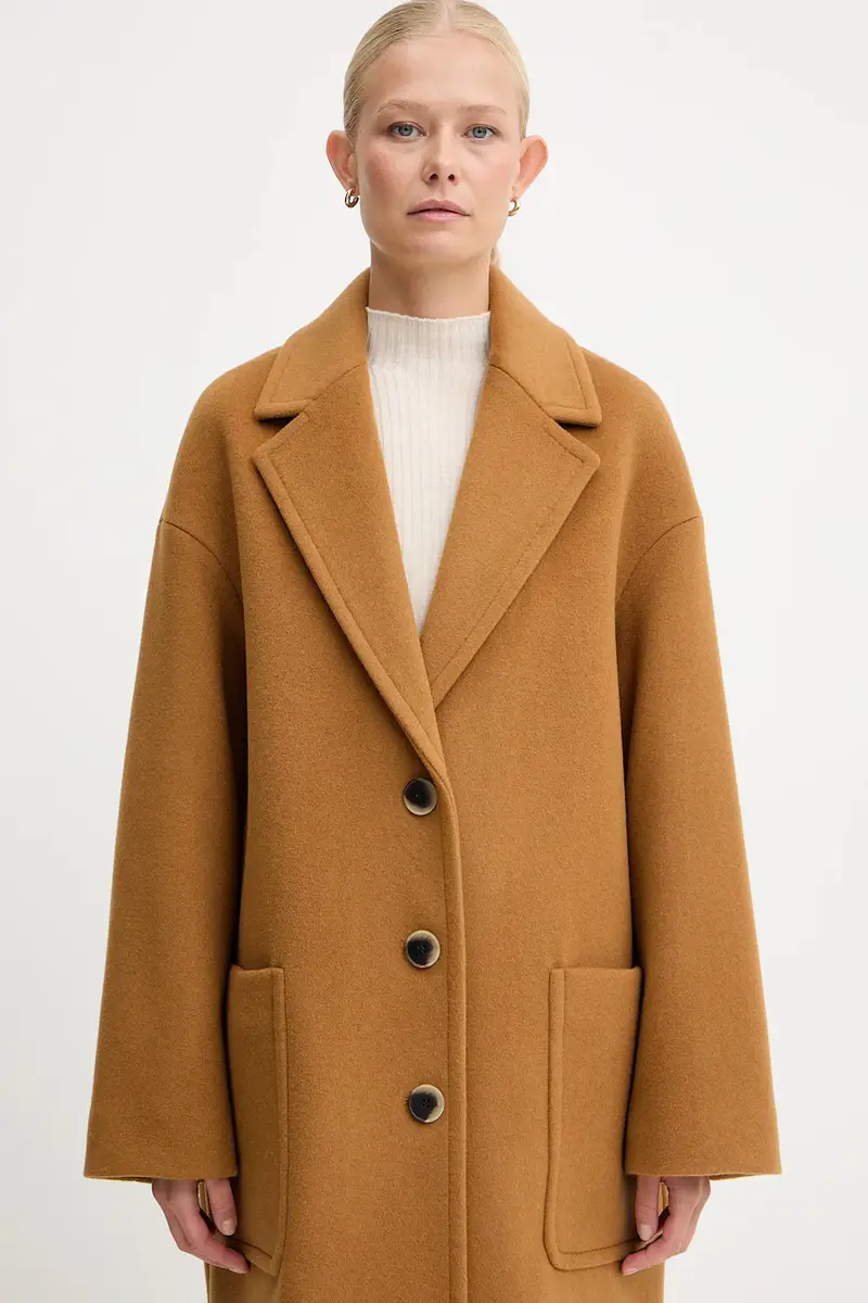 cappotto con lana colore marrone 2526016023200 miniatura 5