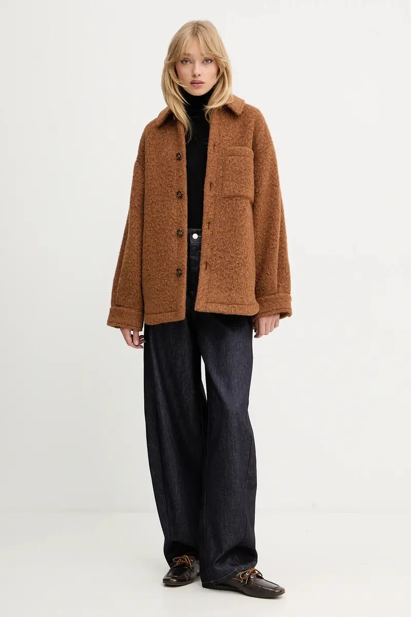 cappotto con lana colore marrone 2528086012200 miniatura 2