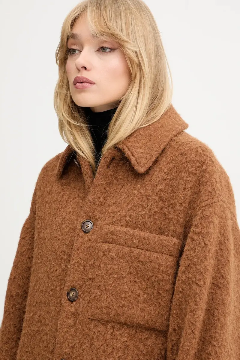 cappotto con lana colore marrone 2528086012200 miniatura 4