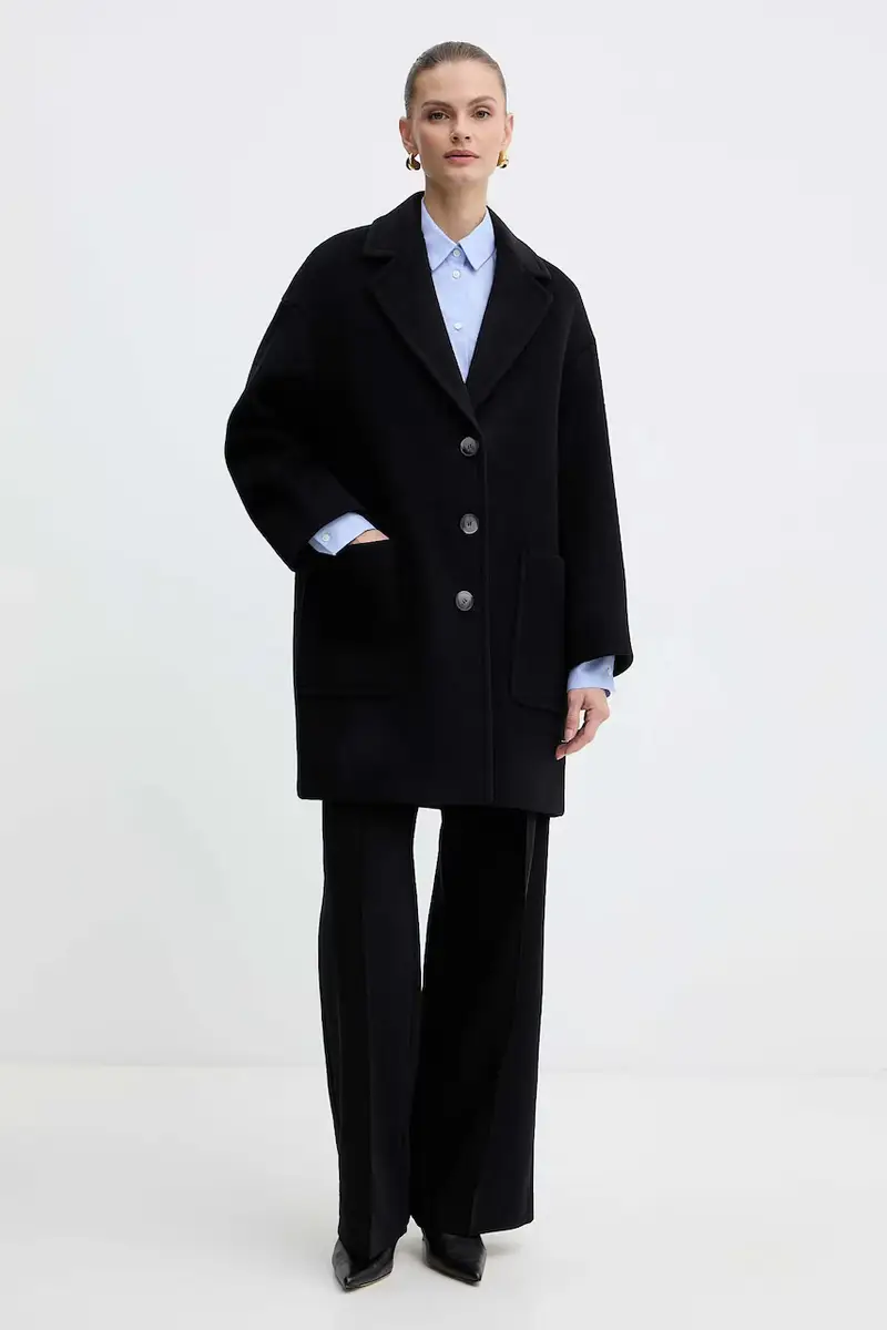 cappotto con lana colore nero 2526016023200 miniatura 2