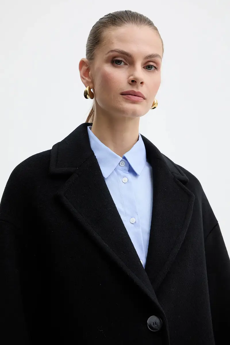 cappotto con lana colore nero 2526016023200 miniatura 4