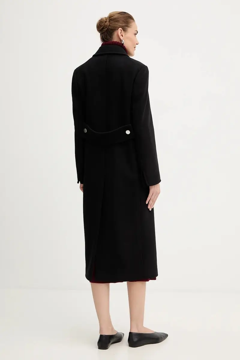 cappotto con lana Nero miniatura 3