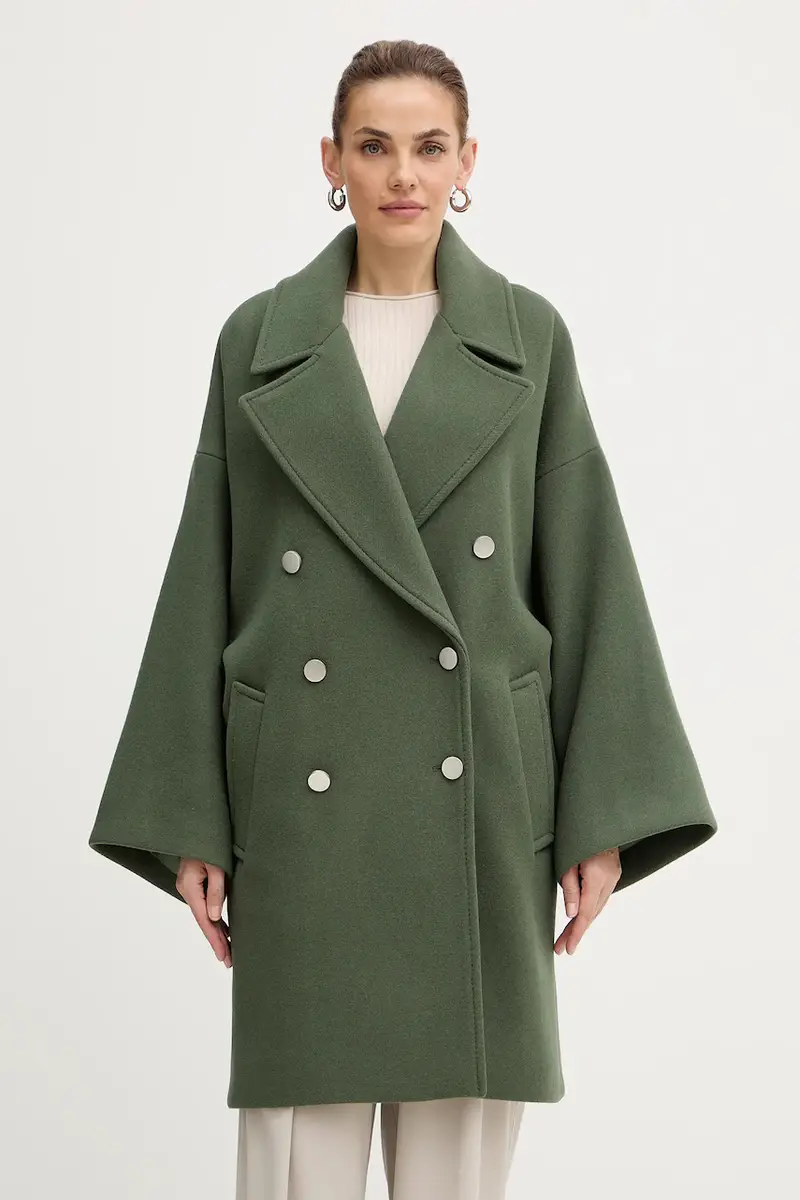 cappotto con lana Verde