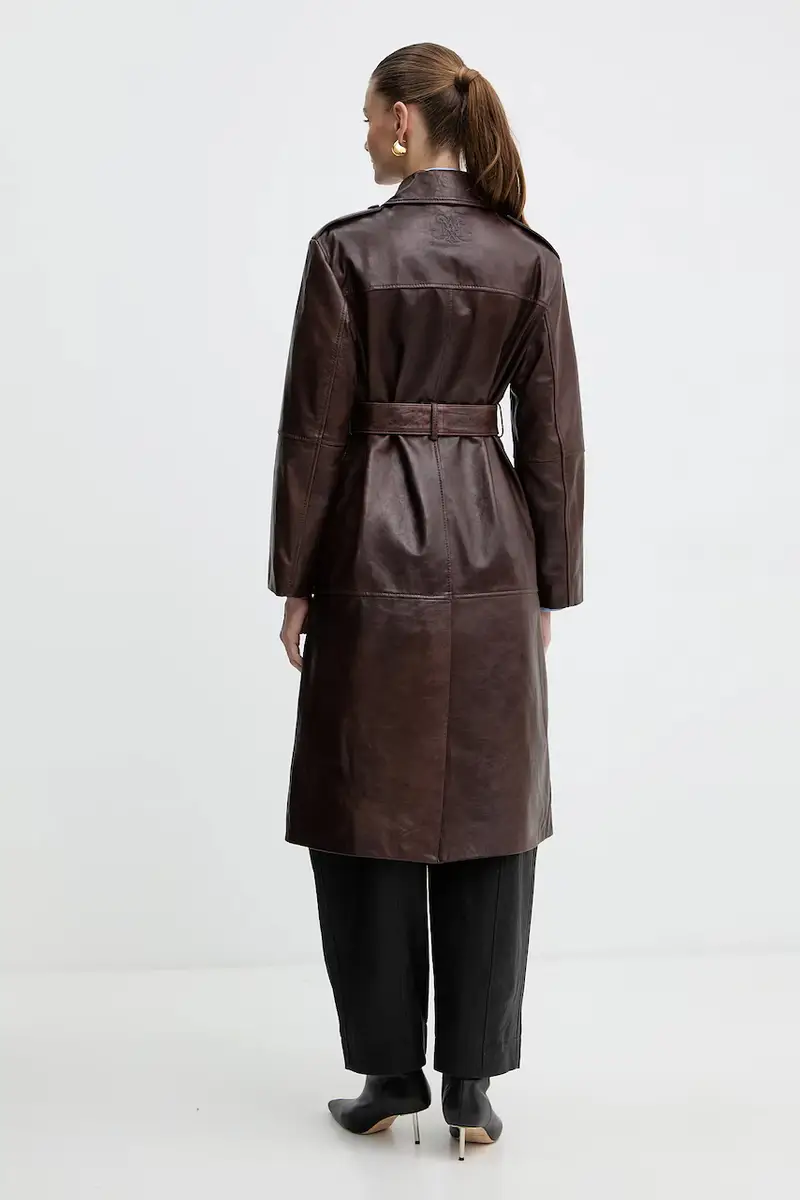 cappotto in pelle colore marrone 2526476013200 miniatura 3