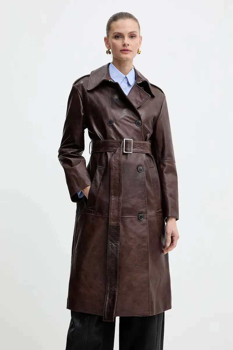 . cappotto in pelle colore marrone 2526476013200