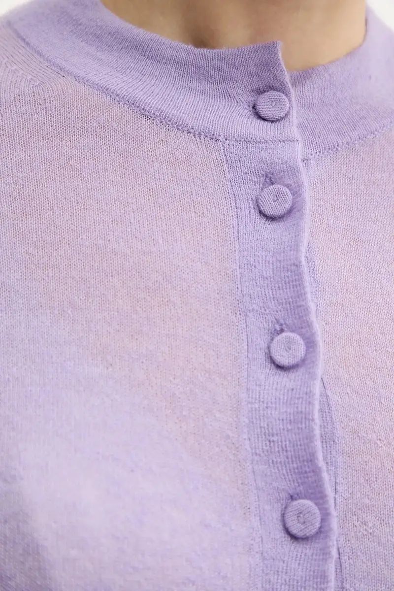 cardigan in lana colore violetto 2526346033200 miniatura 5