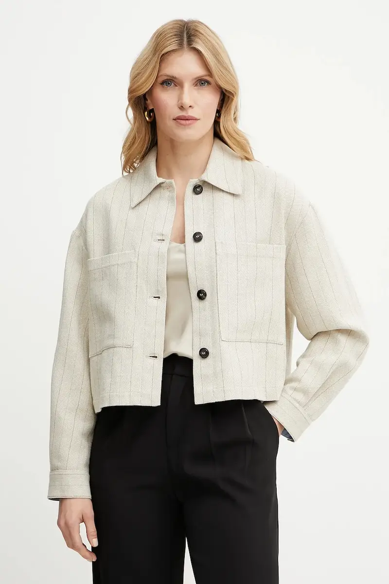 . giacca camicia in misto lino colore beige 2516041024200