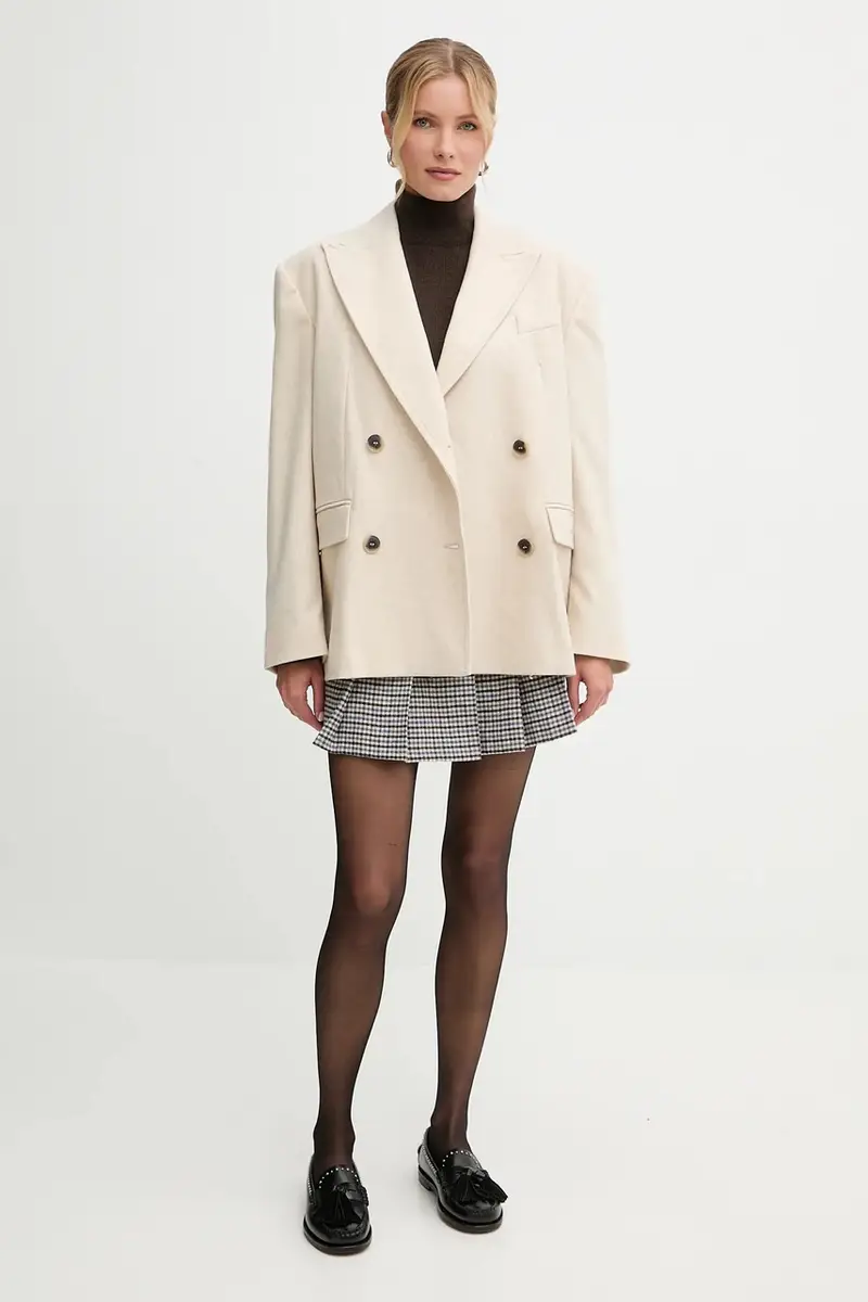 giacca con lana Beige miniatura 2