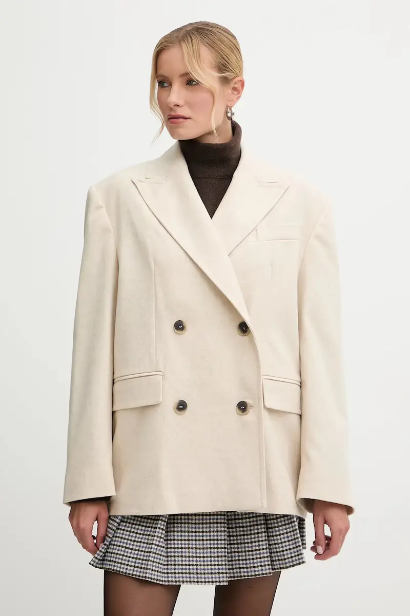 giacca con lana Beige