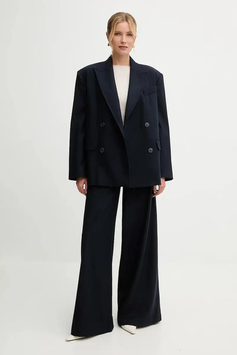 giacca con lana Blu navy miniatura 2