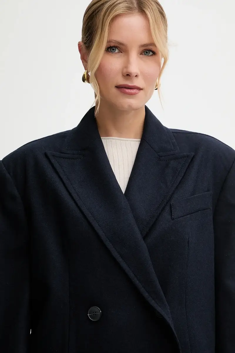 giacca con lana Blu navy miniatura 4