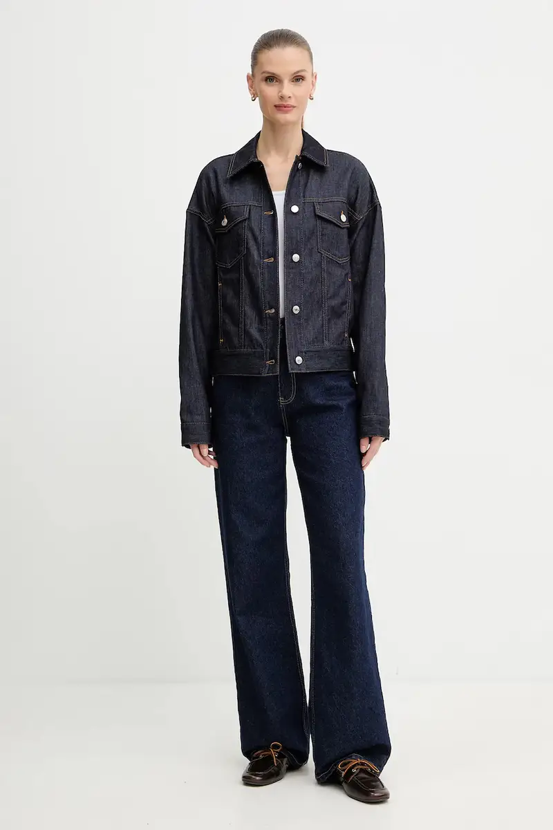 giacca di jeans colore blu navy 2528046012200 miniatura 2