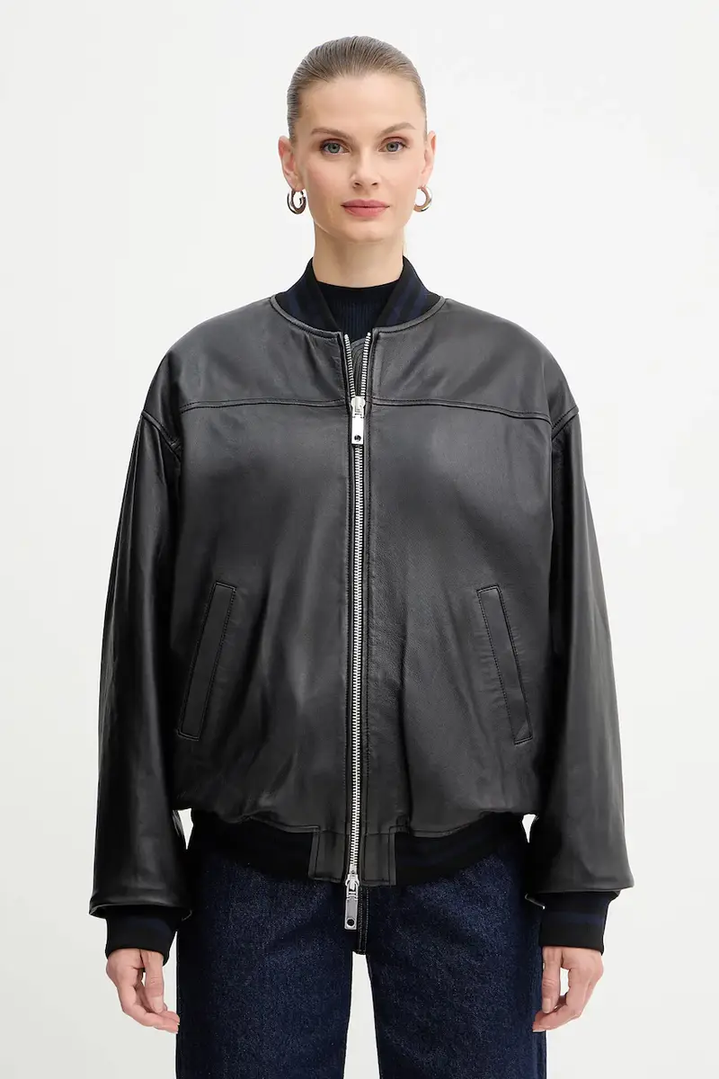 . giacca in pelle stile bomber colore nero 2528446012200