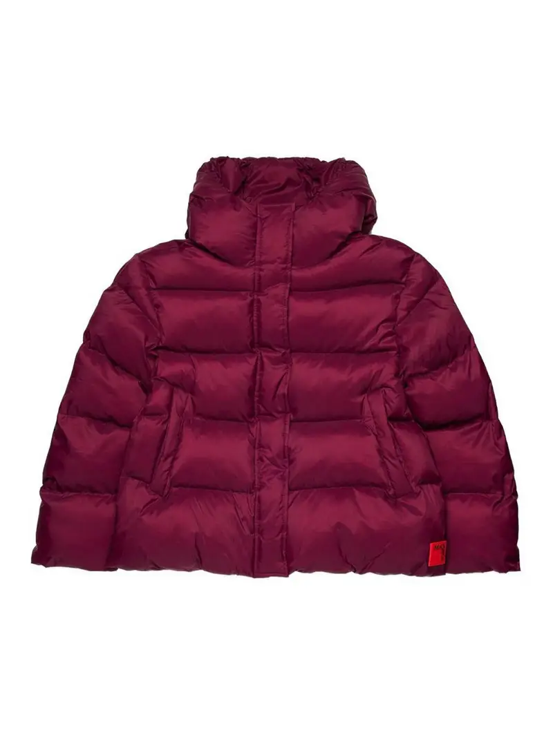 Giubbotto Corto Imbottito Con Cappuccio Rosso