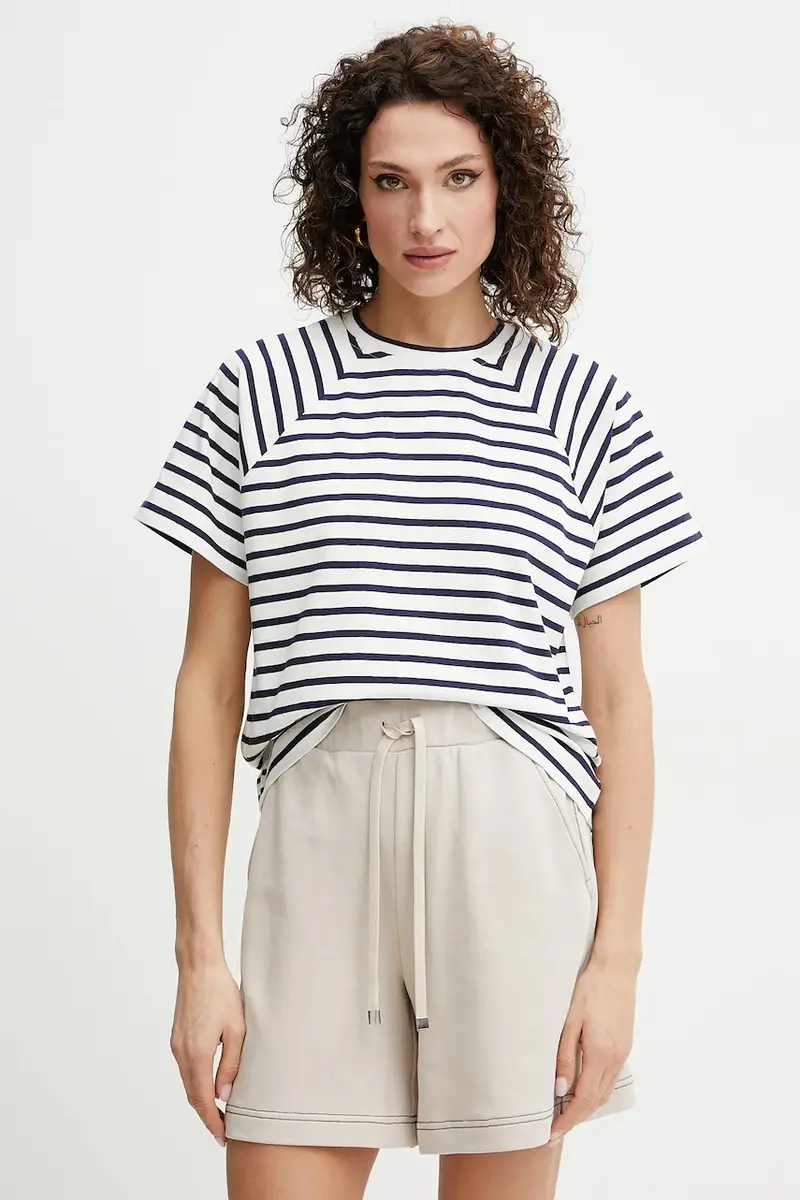 . maglietta con aggiunta di lino donna colore bianco 2516941043200