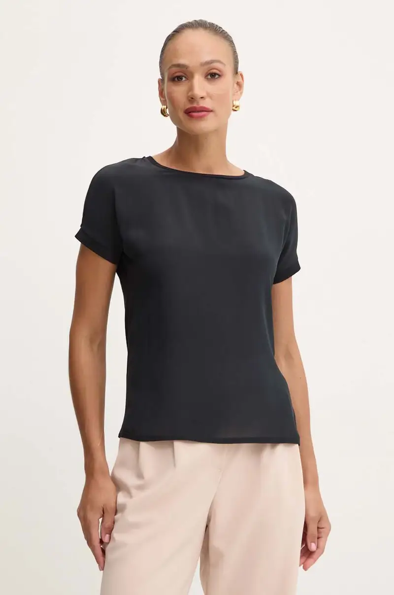 maglietta con aggiunta di seta Nero