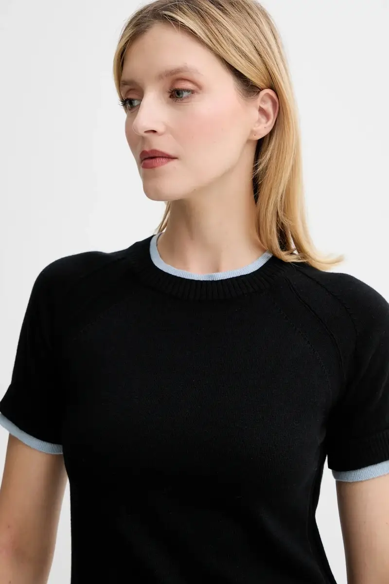 maglione con aggiunta di cachemire donna colore nero 2526366083200 miniatura 4