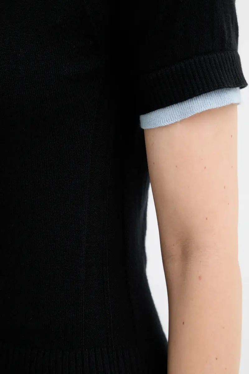 maglione con aggiunta di cachemire donna colore nero 2526366083200 miniatura 5