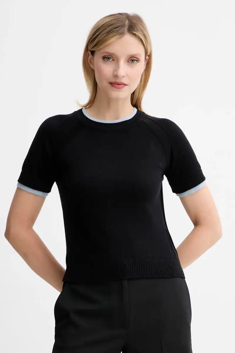 . maglione con aggiunta di cachemire donna colore nero 2526366083200