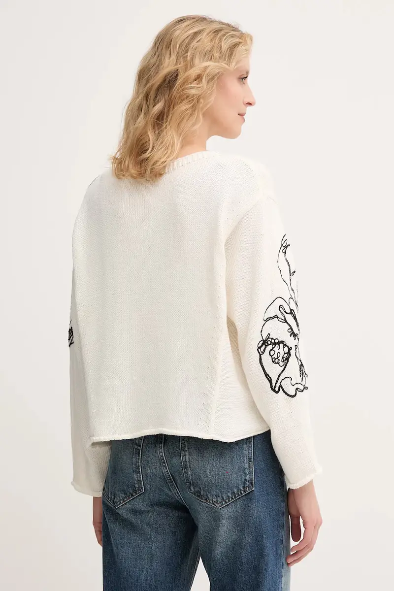 maglione in misto lana donna colore beige 2526366012200 miniatura 3