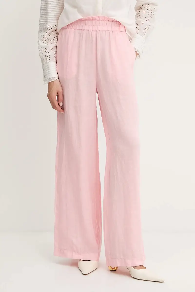 . pantaloni in lino donna colore rosa 2516131035200