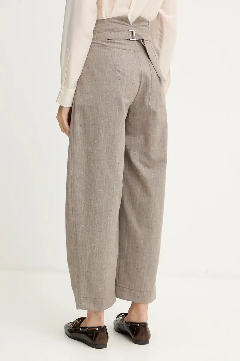 pantaloni in misto lana donna colore beige 2526136023200 miniatura 3