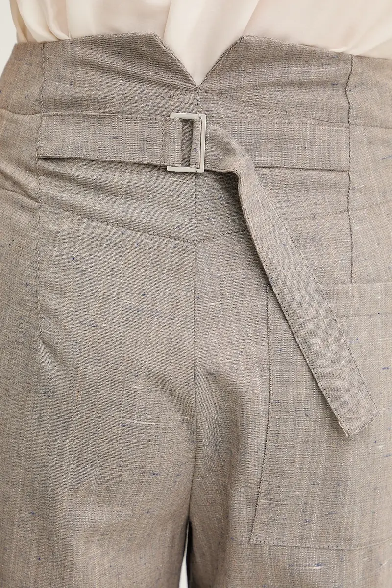 pantaloni in misto lana donna colore beige 2526136023200 miniatura 4