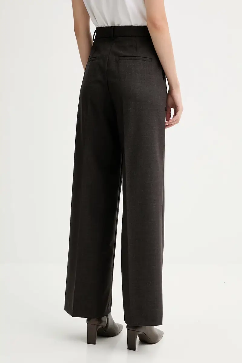 pantaloni in misto lana donna colore marrone 2526136022200 miniatura 3