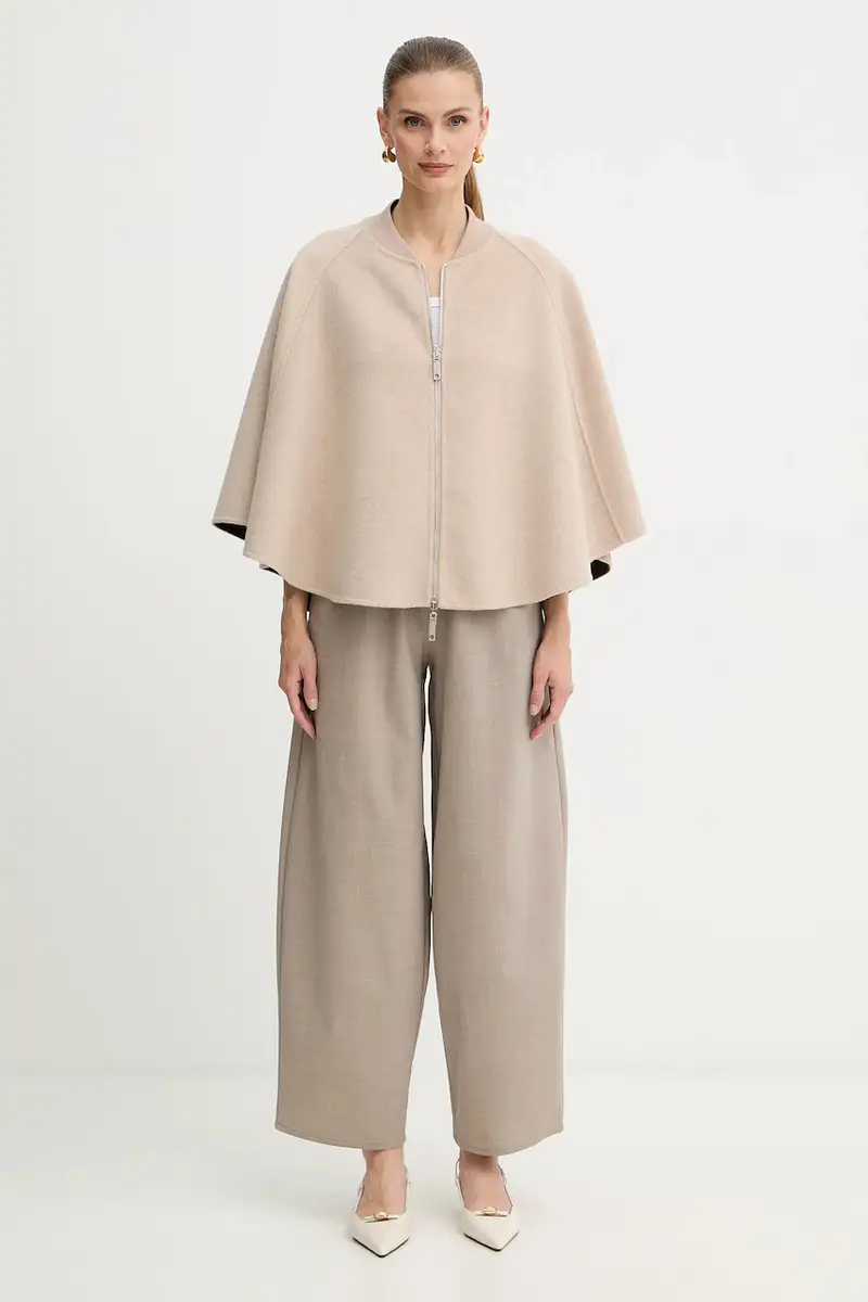 poncho reversibile con lana colore beige 2526736037200 miniatura 3