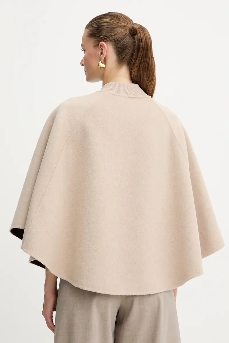poncho reversibile con lana colore beige 2526736037200 miniatura 4