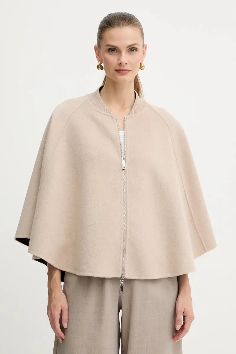 . poncho reversibile con lana colore beige 2526736037200