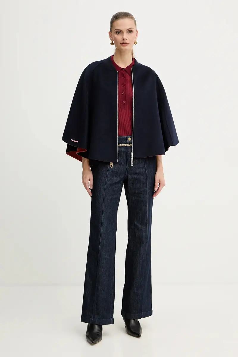 poncho reversibile con lana colore blu navy 2526736037200 miniatura 3
