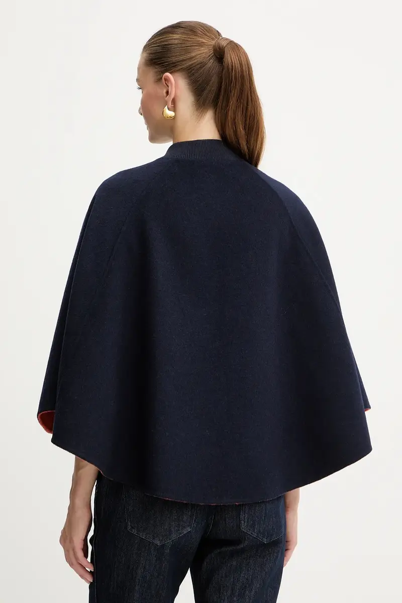 poncho reversibile con lana colore blu navy 2526736037200 miniatura 4