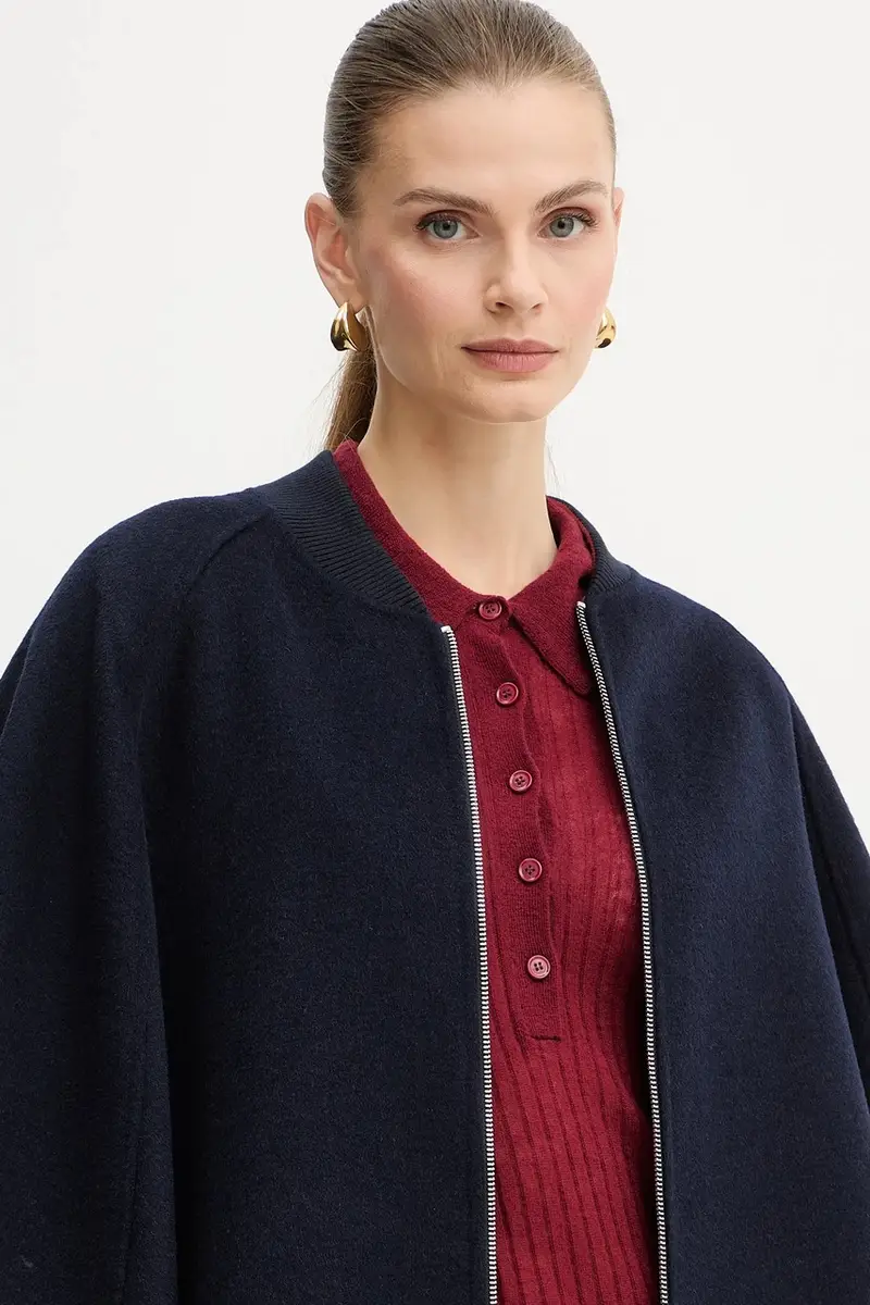 poncho reversibile con lana colore blu navy 2526736037200 miniatura 5