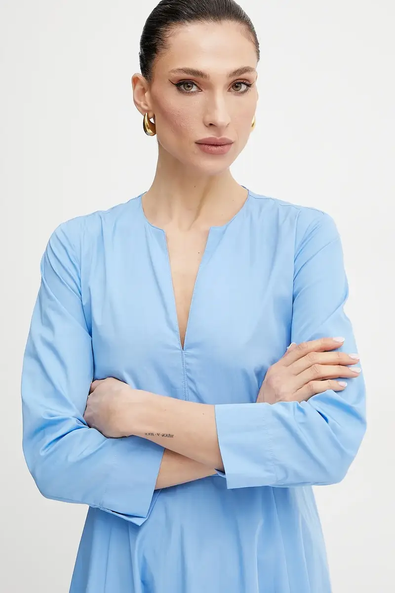 vestito in cotone colore blu 2516221164200 miniatura 4