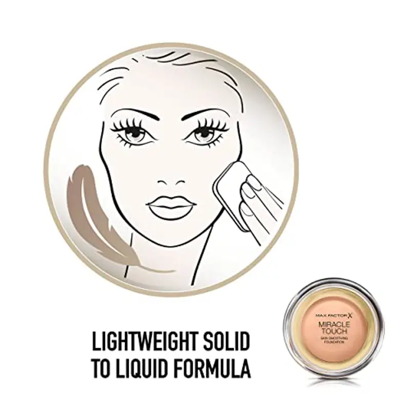 Max Factor Miracle Touch, Fondotinta Coprente con Acido Ialuronico, 060 Sand, 12 ml miniatura 3