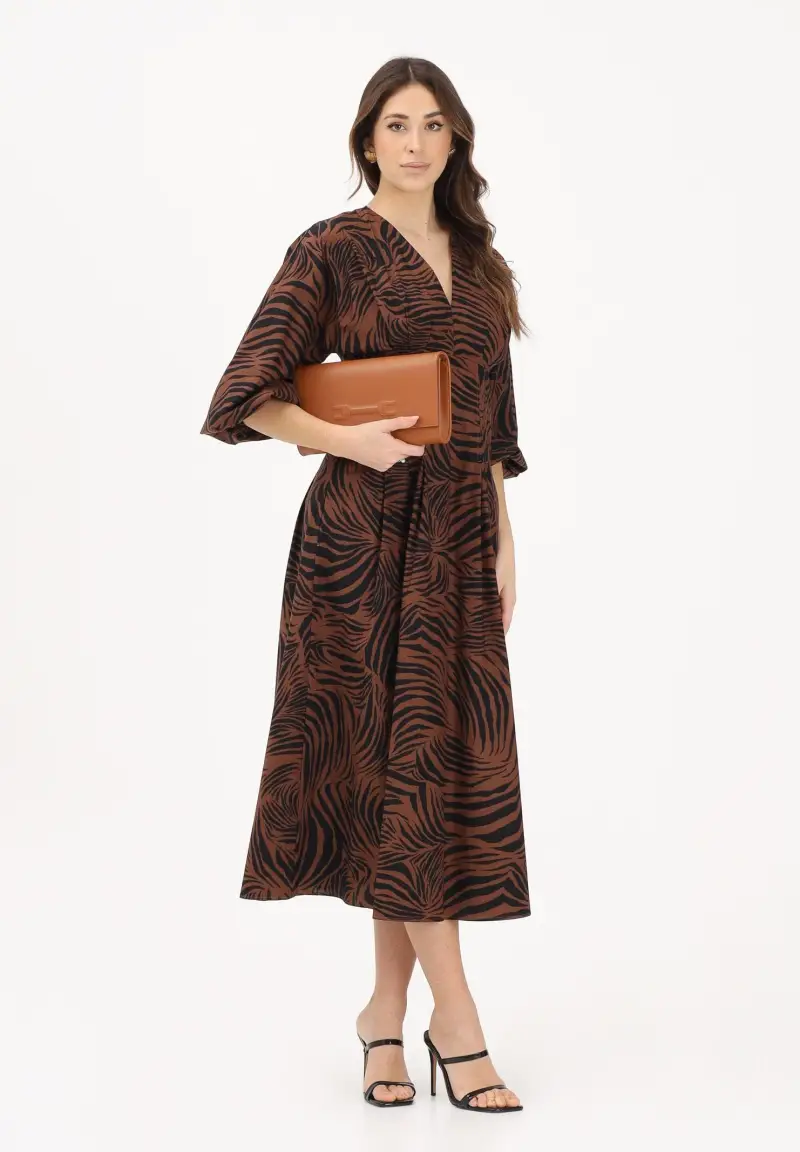 Abito midi MSTASTICE marrone e nero da donna miniatura 2