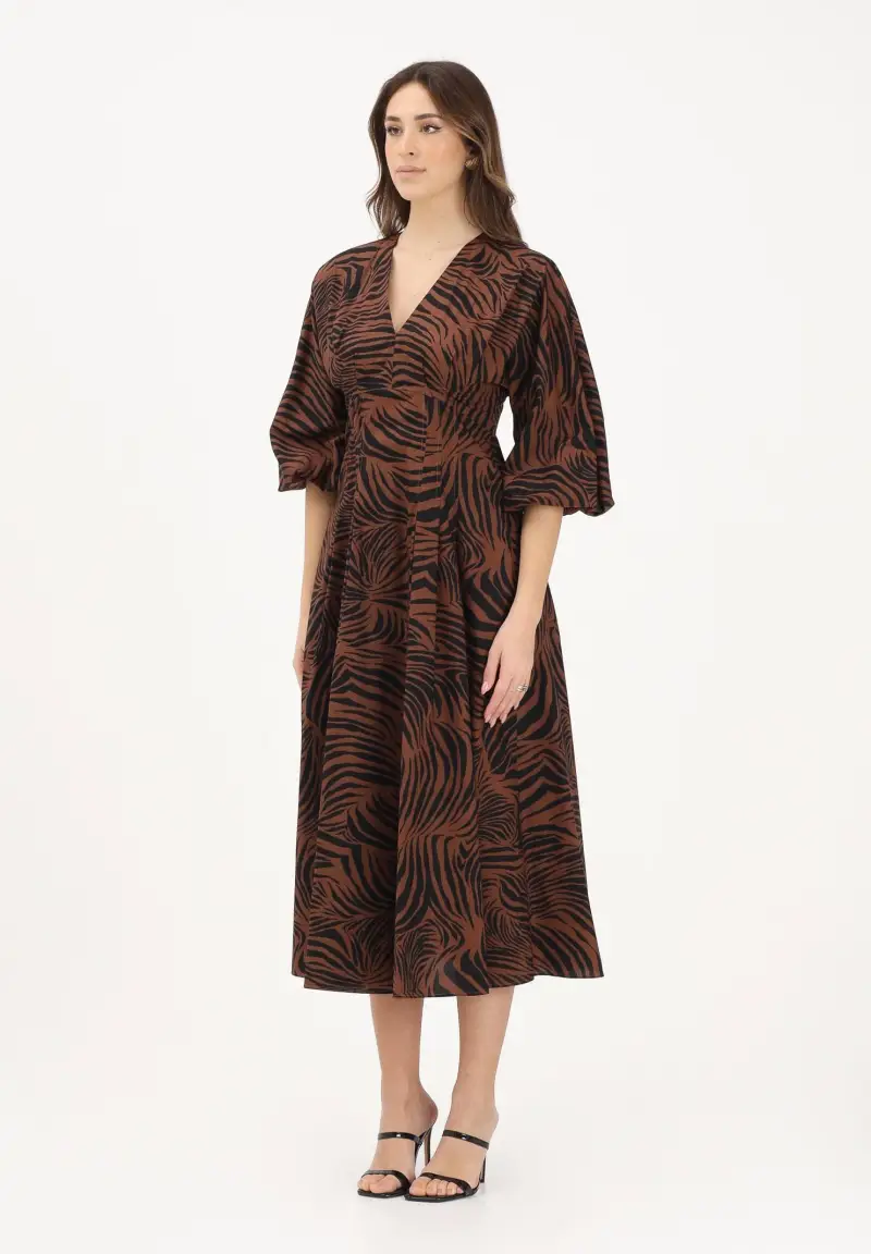 Abito midi MSTASTICE marrone e nero da donna