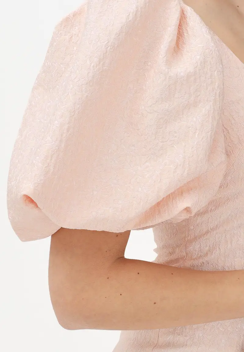 Abito midi rosa da donna in cloqué jacquard miniatura 3