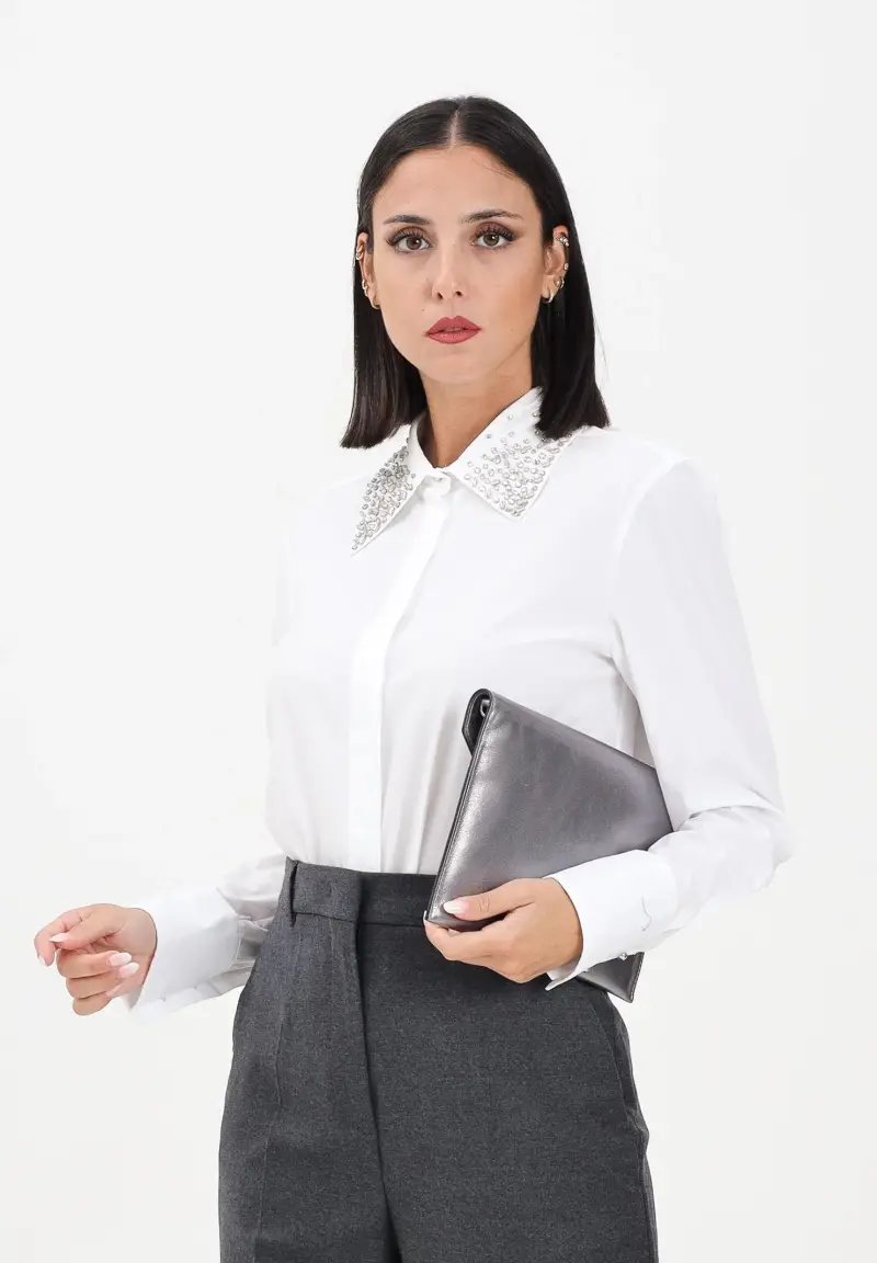 Camica a manica lunga STAFFA bianca da donna miniatura 2