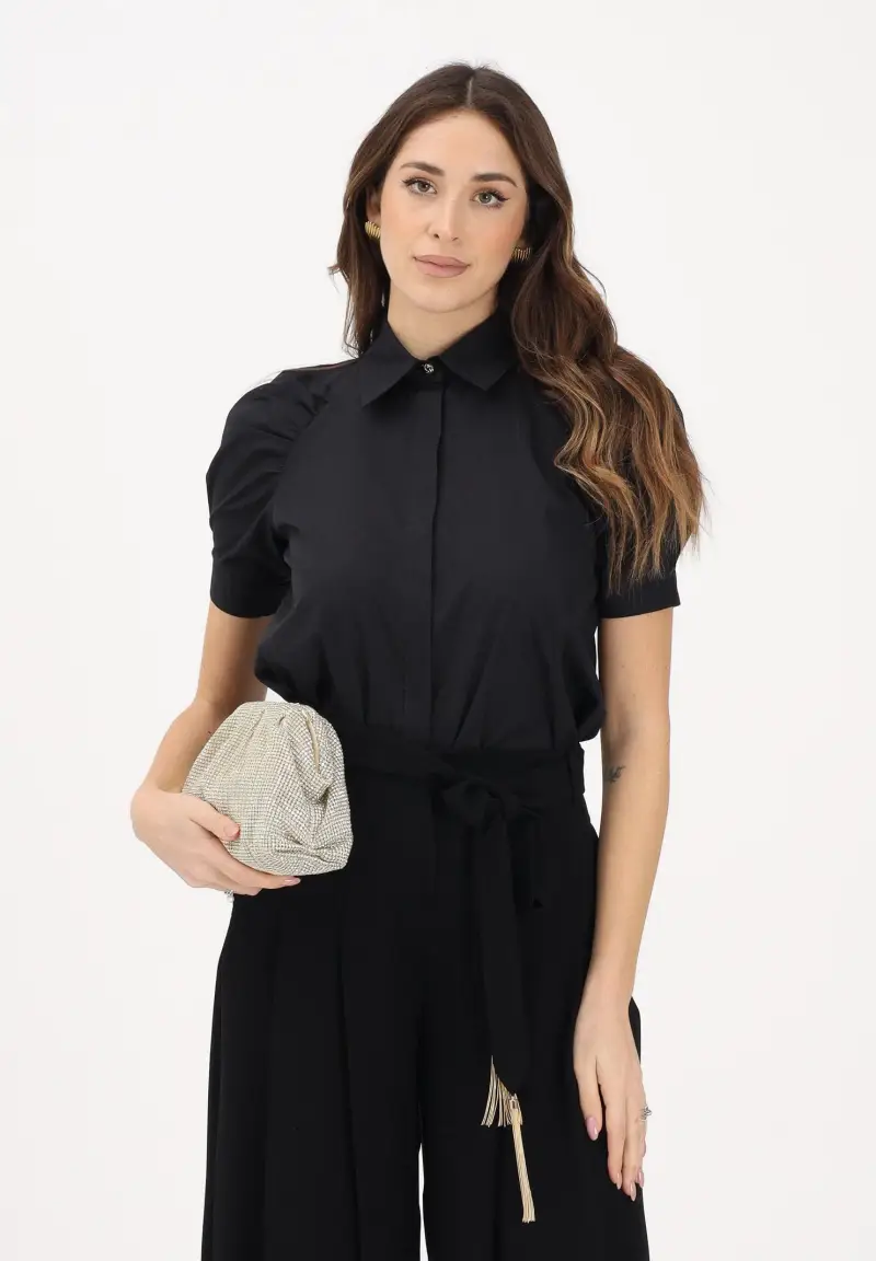 Camicia a manica corta MSTAMORE nera da donna miniatura 2