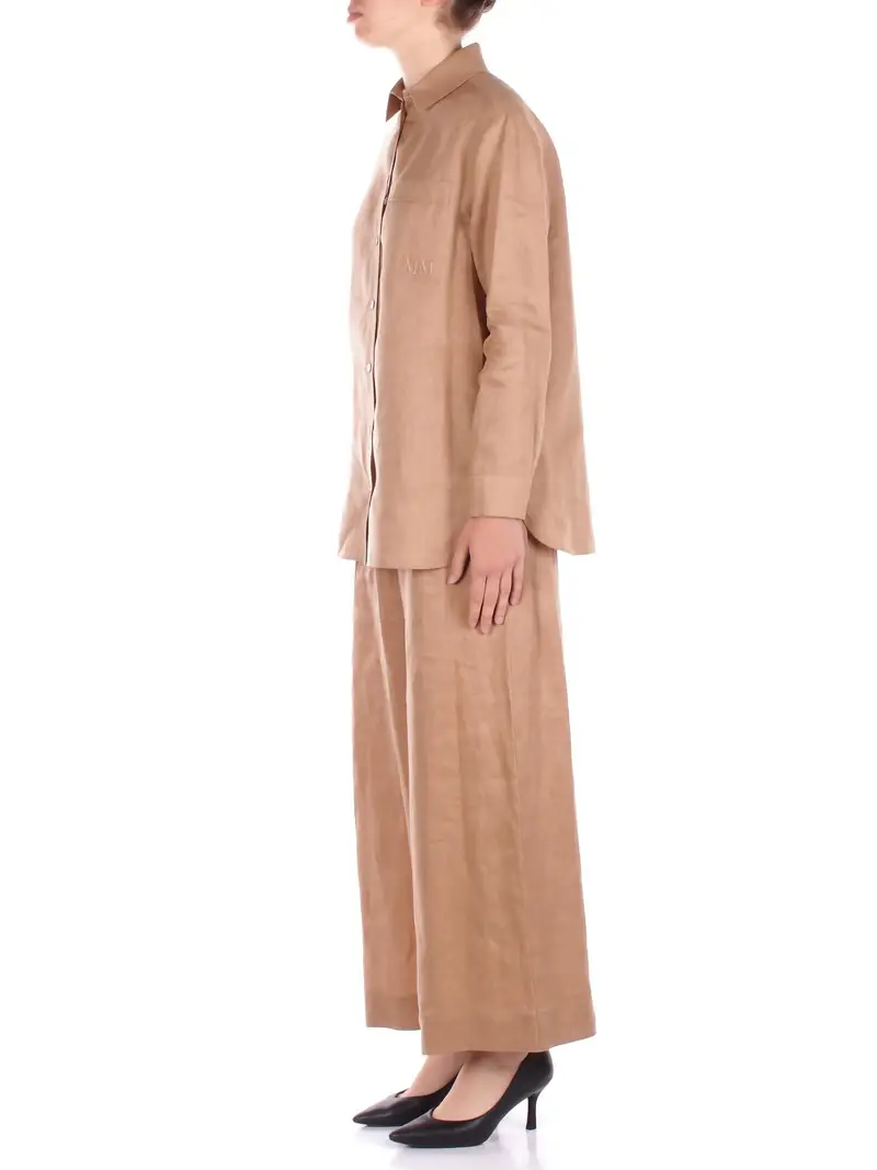 Camicia Donna MAX MARA Cammello Camicia puro lino lavata miniatura 2