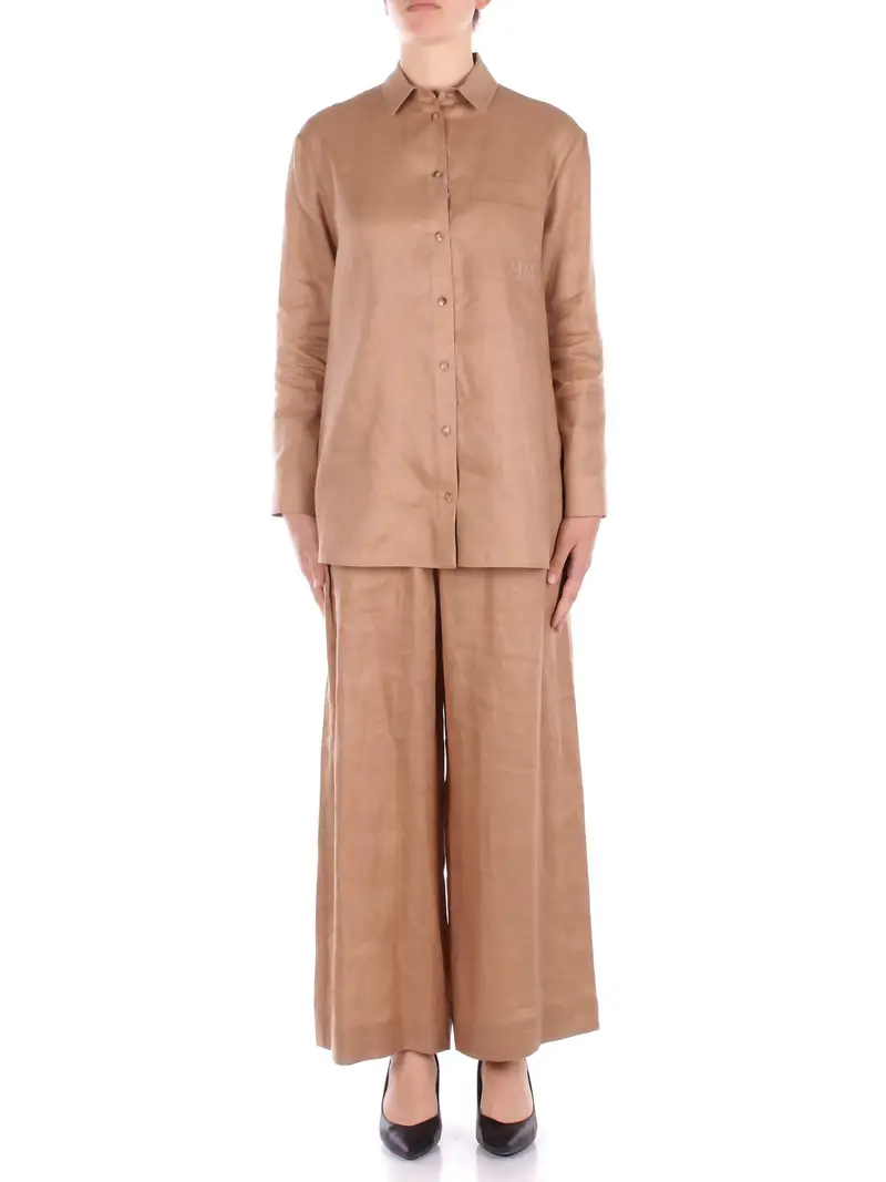 Camicia Donna MAX MARA Cammello Camicia puro lino lavata