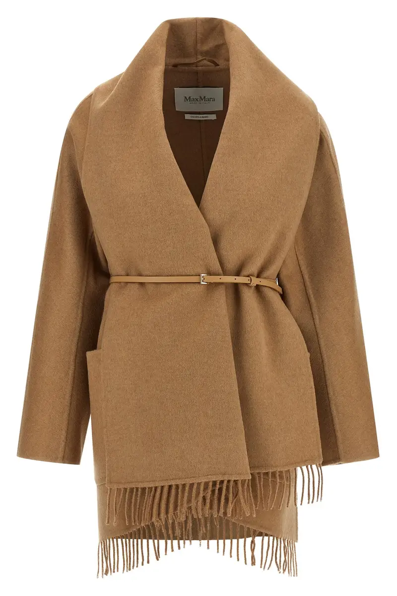 Max Mara Cappotto corto 'Mxmabilita' in puro cammello beige