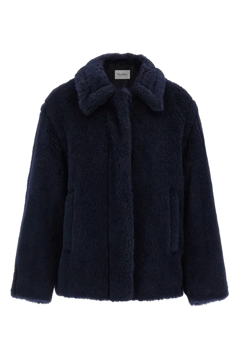 Max Mara Cappotto corto Mxmfuggito blu in tessuto Teddy